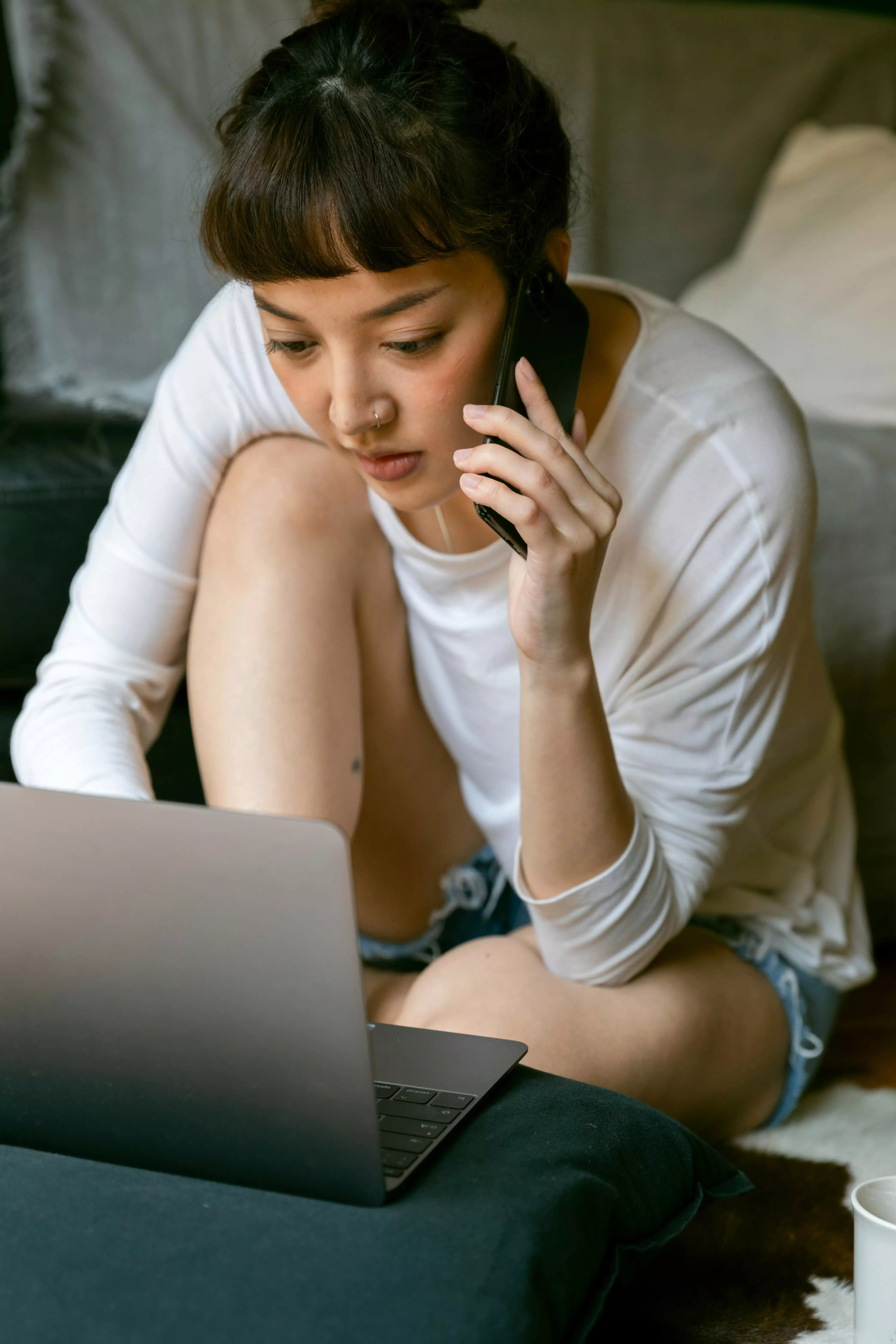 woman on her phone